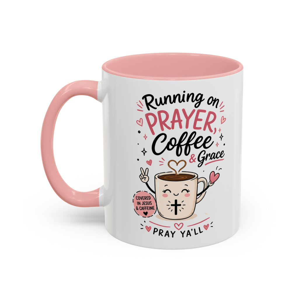 Running on Prayer, Coffee & Grace Mug — Christian Inspirational Coffee Cup (11/15oz)