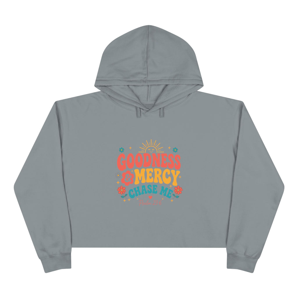 Goodness & Mercy Crop Hoodie — Faith-Inspired Cropped Sweatshirt