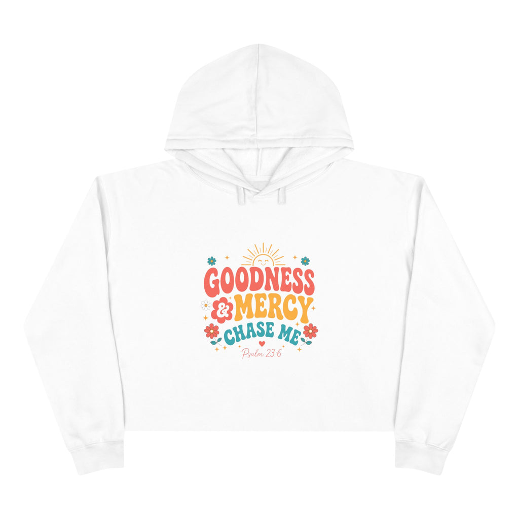 Goodness & Mercy Crop Hoodie — Faith-Inspired Cropped Sweatshirt