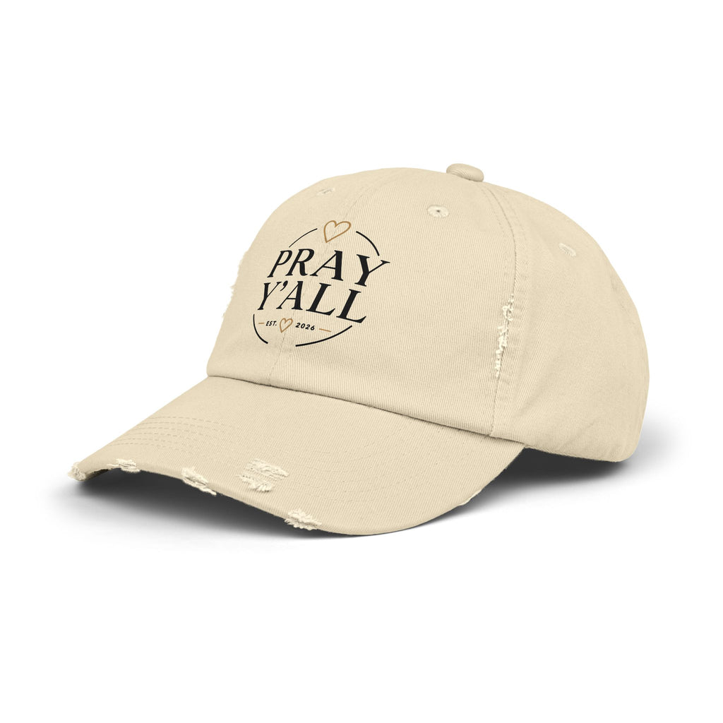 Pray Y'all Distressed Baseball Cap — Vintage Faith Hat for Women & Men