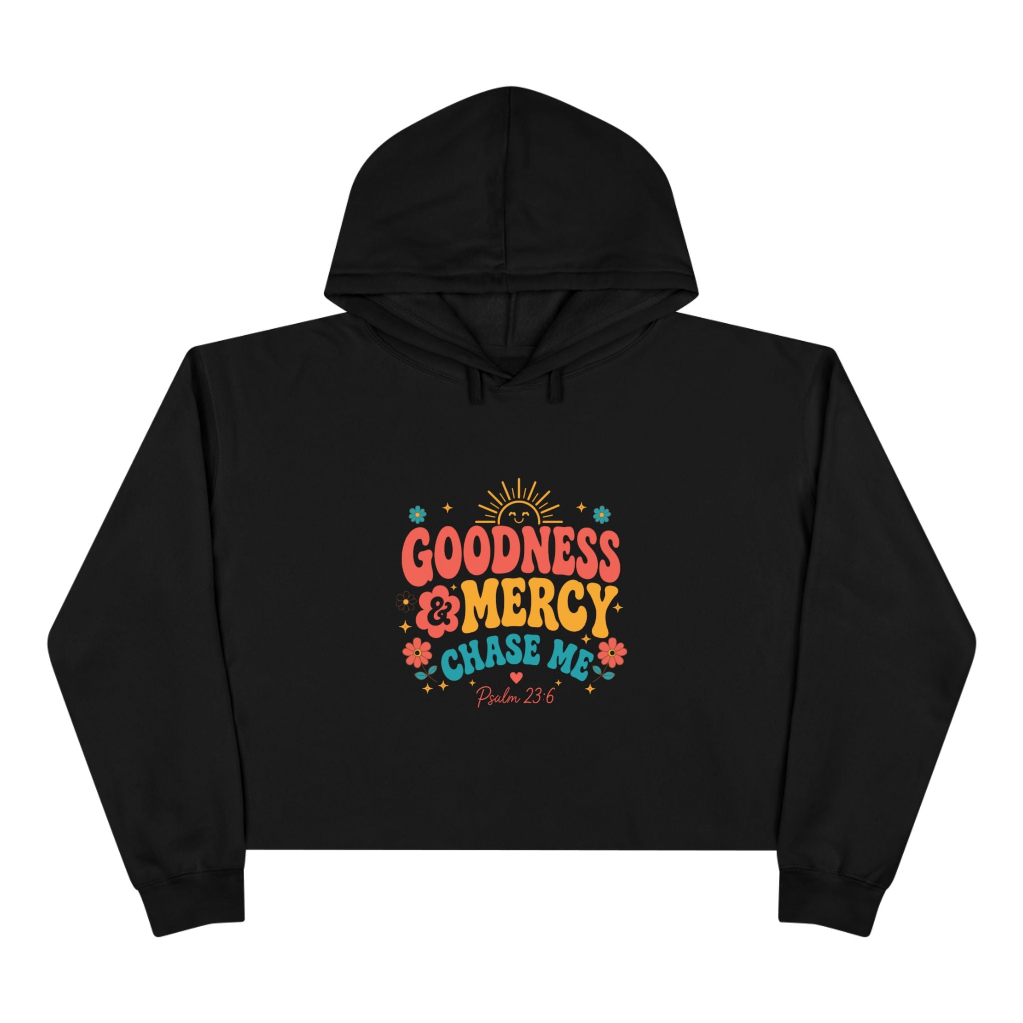 Goodness & Mercy Crop Hoodie — Faith-Inspired Cropped Sweatshirt