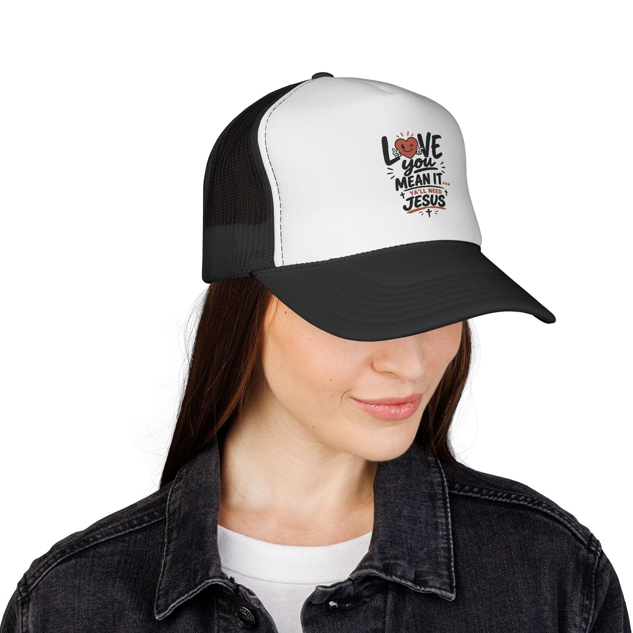 Trucker Cap — "Love You Mean It" Christian Faith Mesh Hat