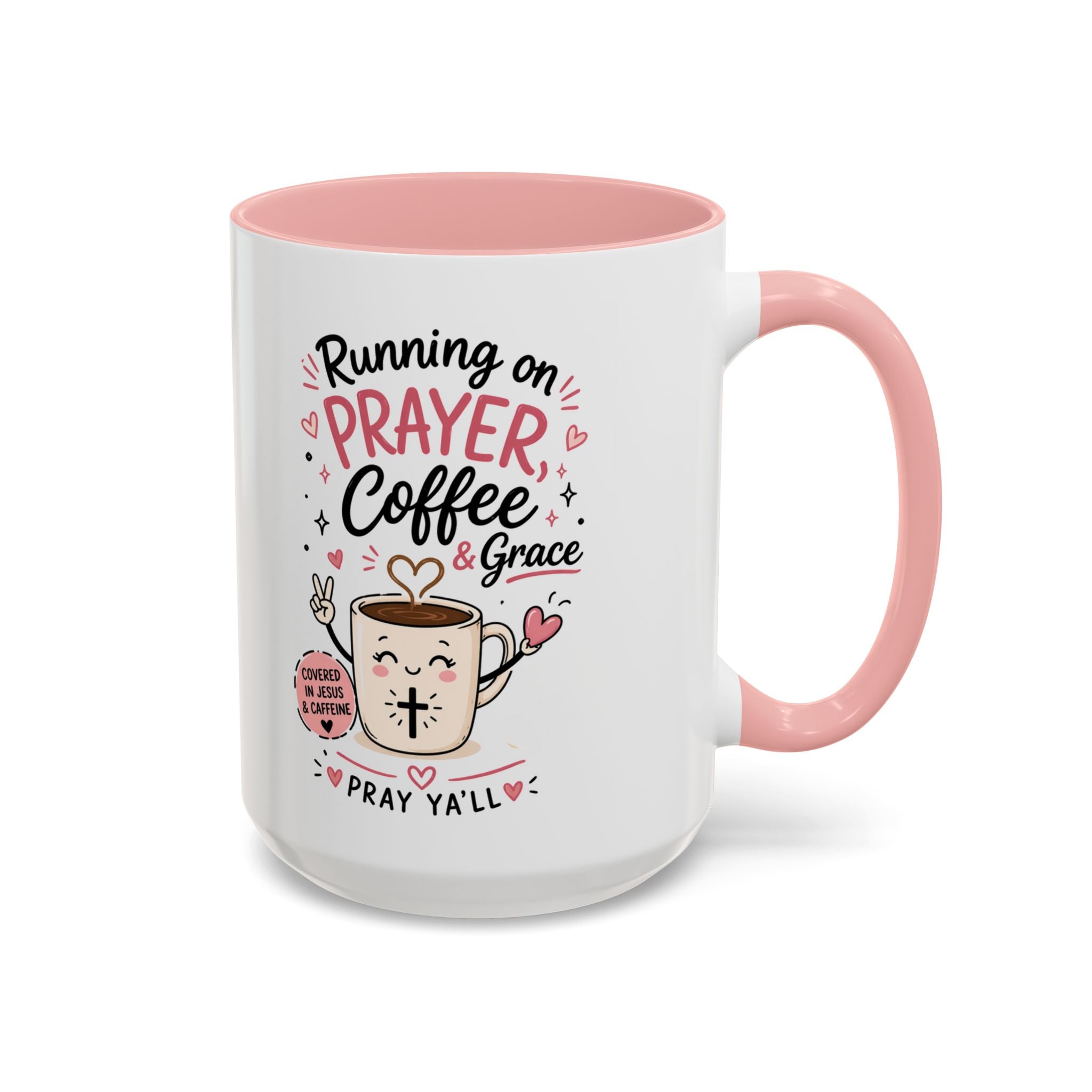 Running on Prayer, Coffee & Grace Mug — Christian Inspirational Coffee Cup (11/15oz)