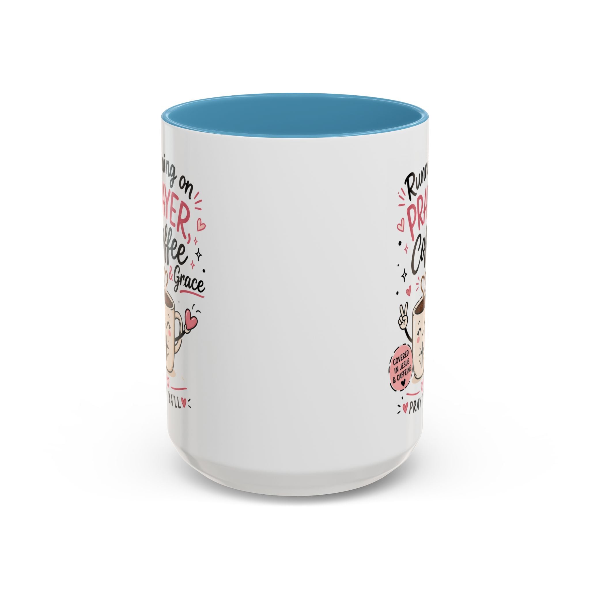Running on Prayer, Coffee & Grace Mug — Christian Inspirational Coffee Cup (11/15oz)