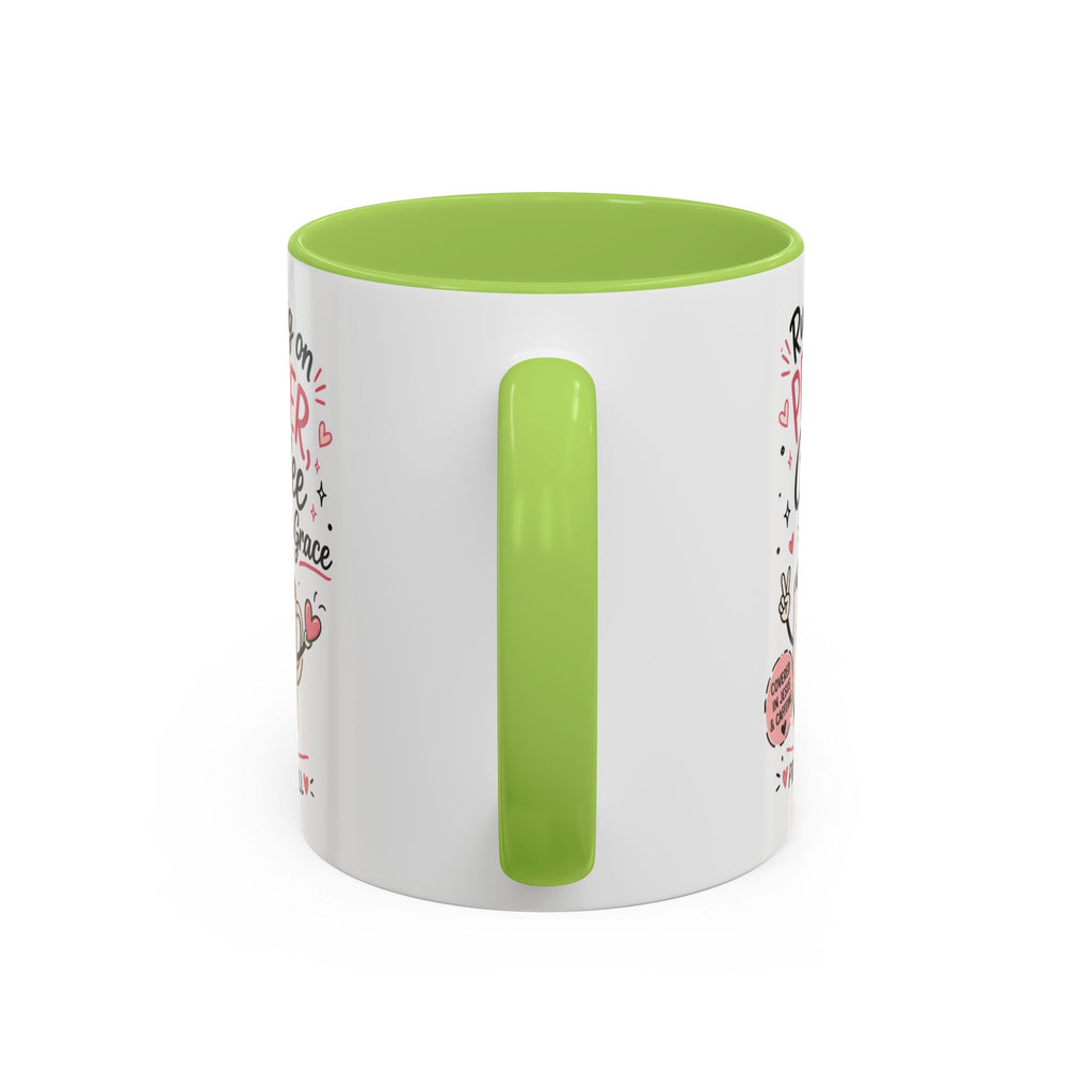 Running on Prayer, Coffee & Grace Mug — Christian Inspirational Coffee Cup (11/15oz)