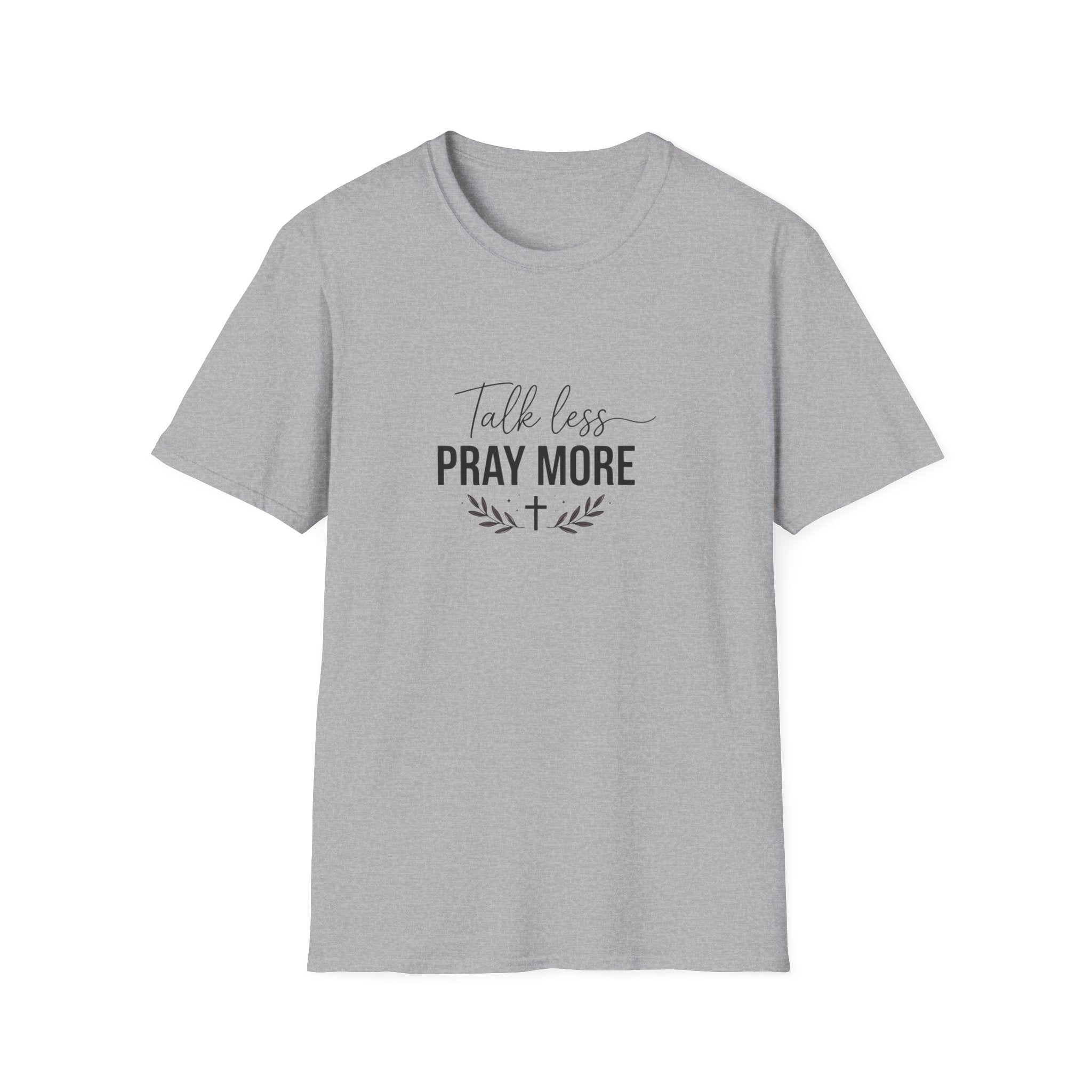 Gray t-shirt with 'Overcomer' graphic design on a white background