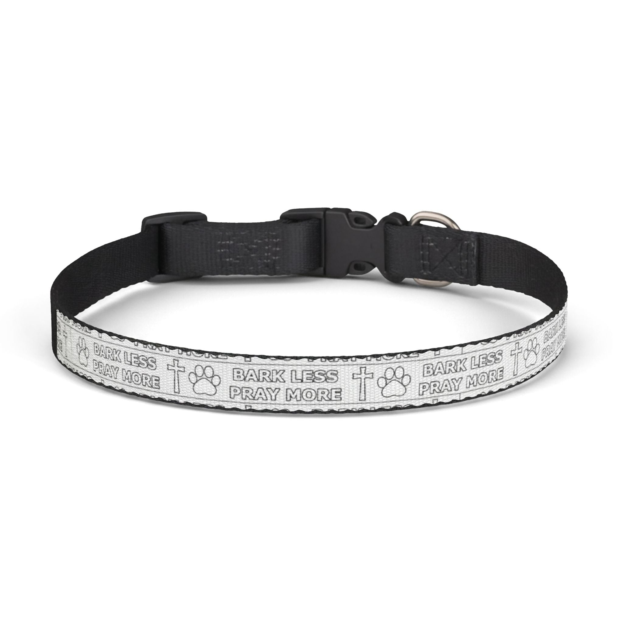 Dog collar with green shamrock pattern on a white background