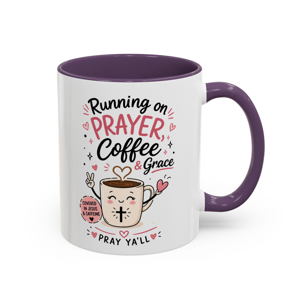Running on Prayer, Coffee & Grace Mug — Christian Inspirational Coffee Cup (11/15oz)