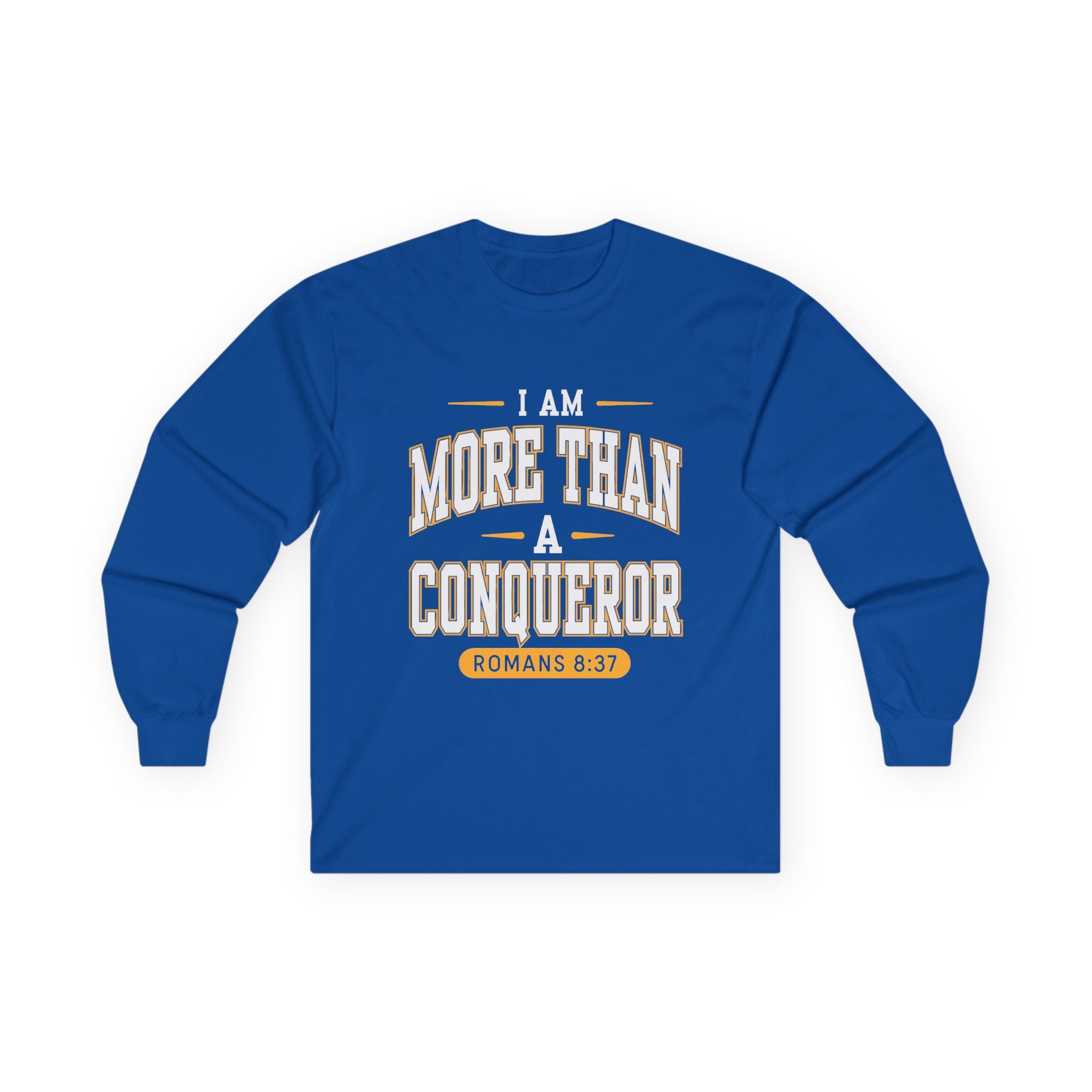 More Than A Conqueror Long Sleeve Tee — Inspirational Christian Graphic Shirt