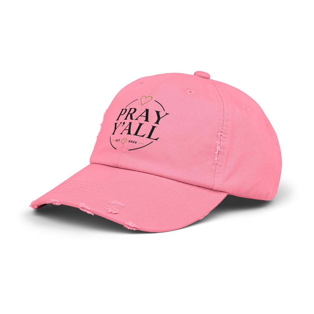 Pray Y'all Distressed Baseball Cap — Vintage Faith Hat for Women & Men
