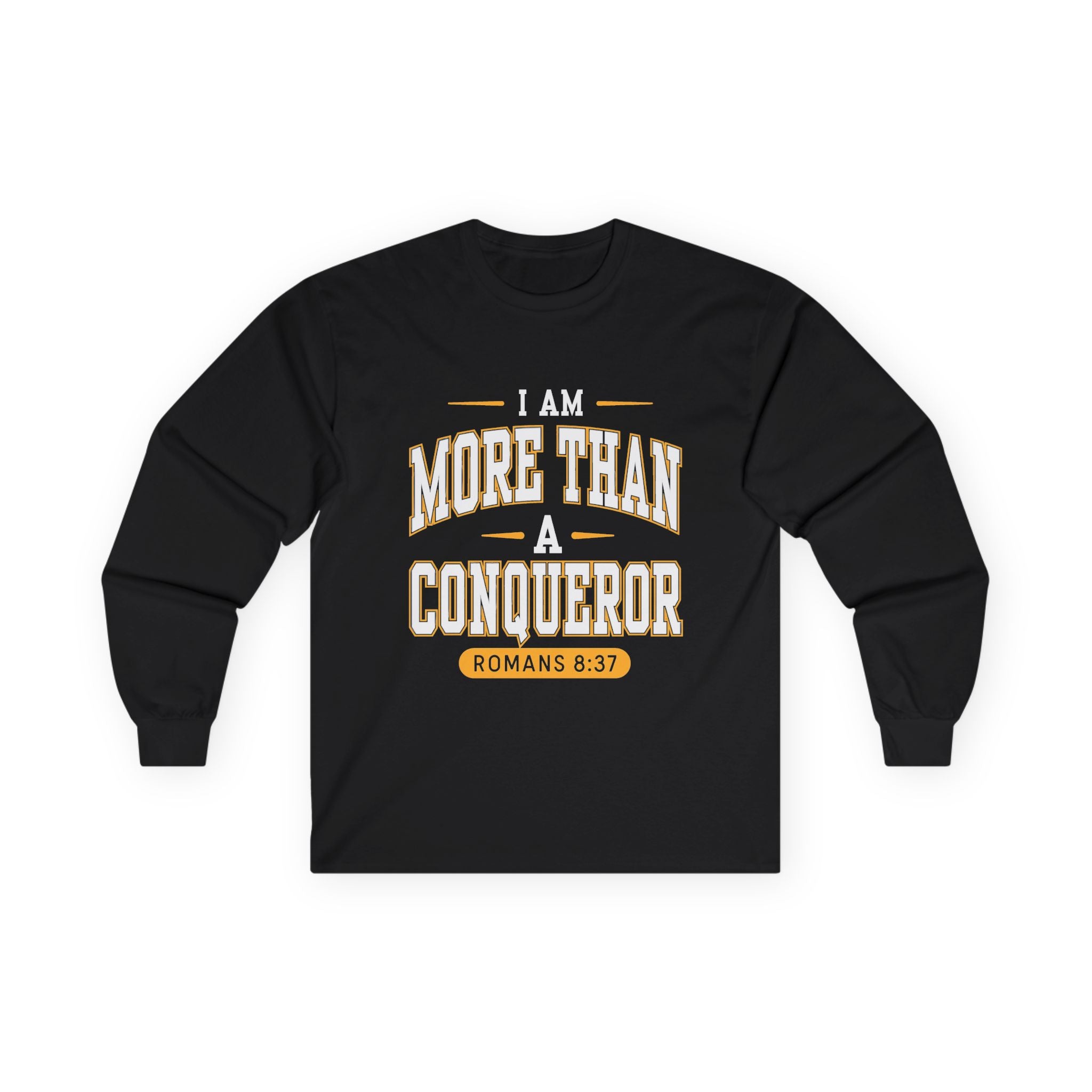 More Than A Conqueror Long Sleeve Tee — Inspirational Christian Graphic Shirt