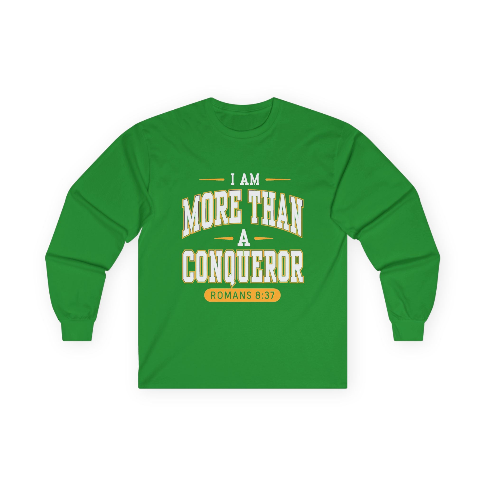 More Than A Conqueror Long Sleeve Tee — Inspirational Christian Graphic Shirt