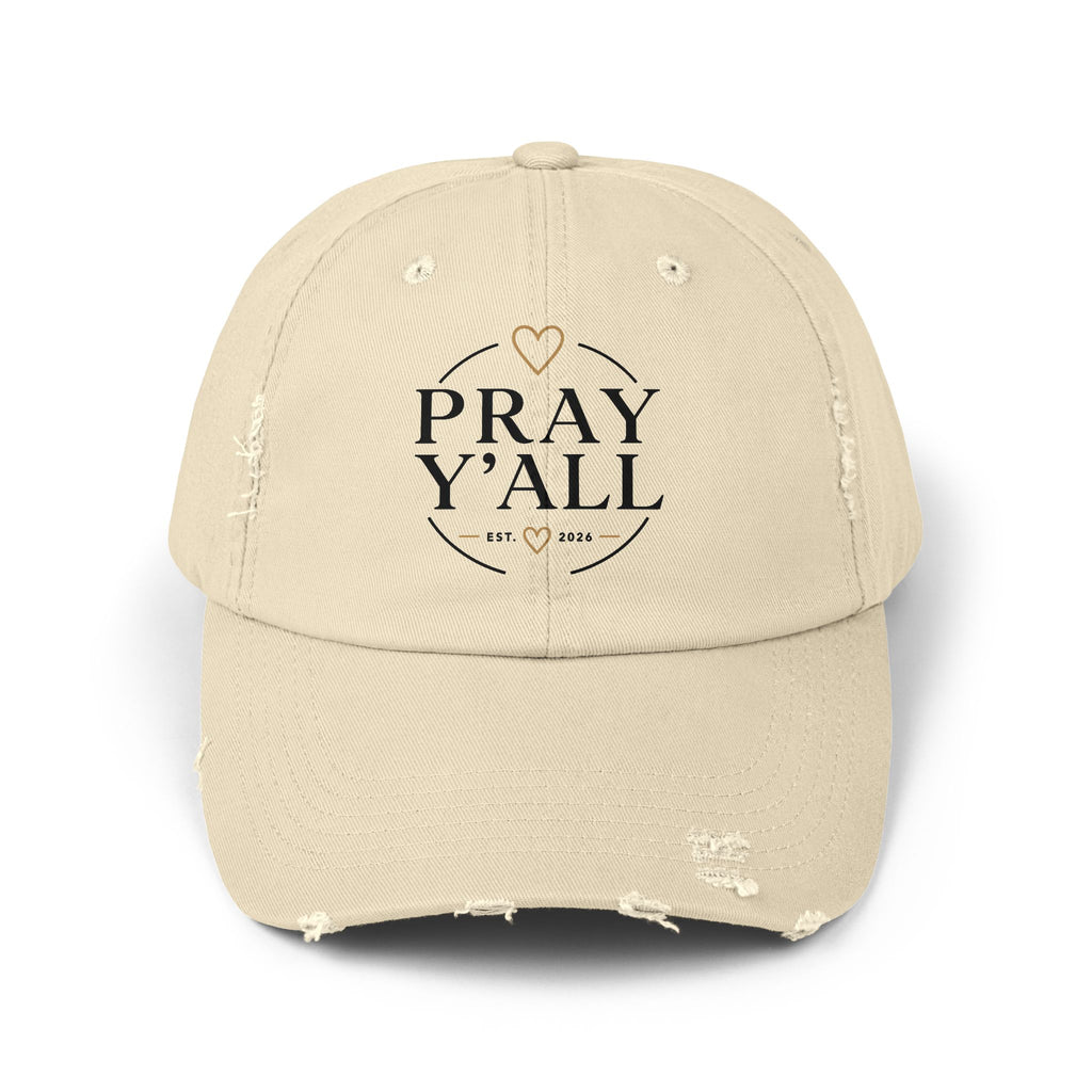 Pray Y'all Distressed Baseball Cap — Vintage Faith Hat for Women & Men