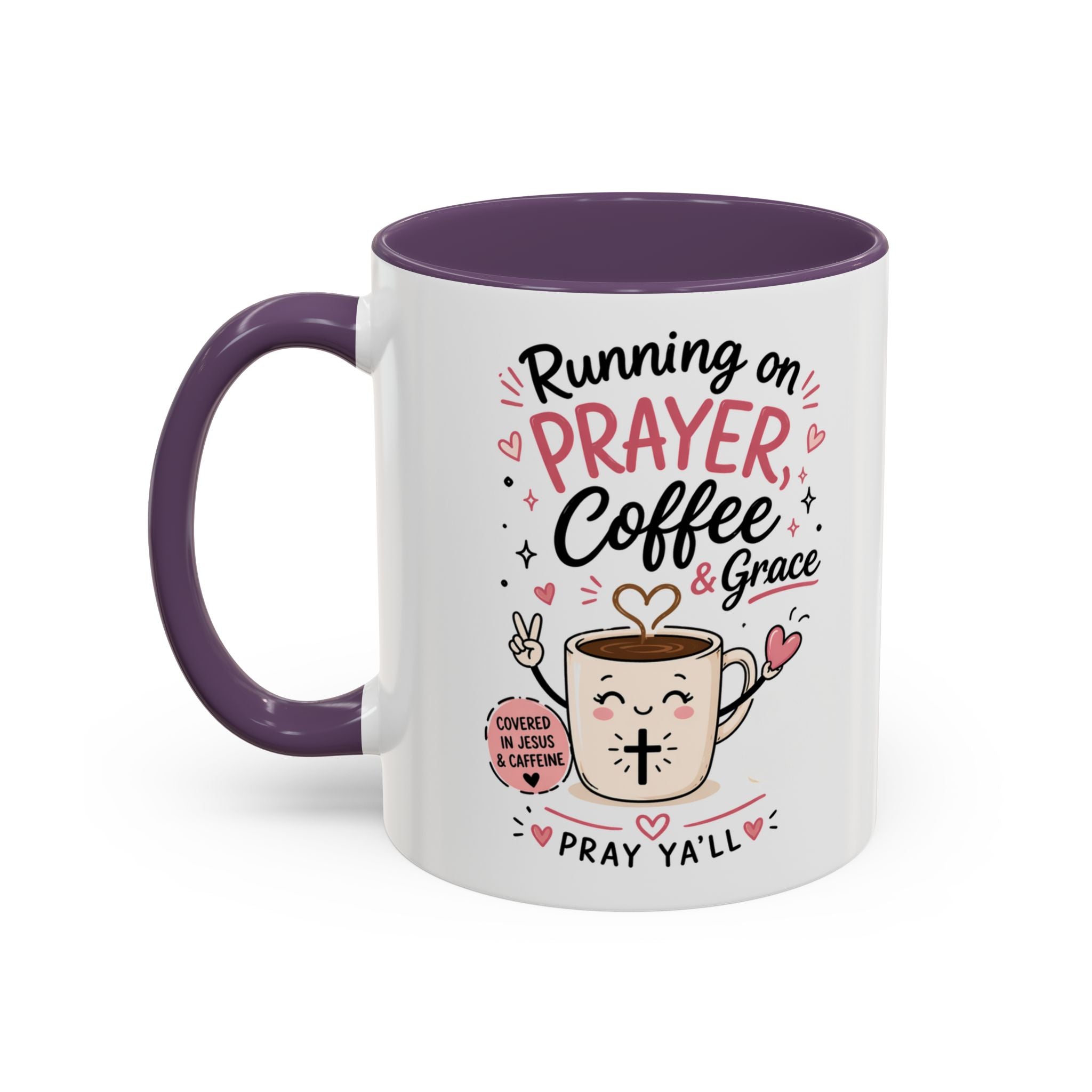 Running on Prayer, Coffee & Grace Mug — Christian Inspirational Coffee Cup (11/15oz)