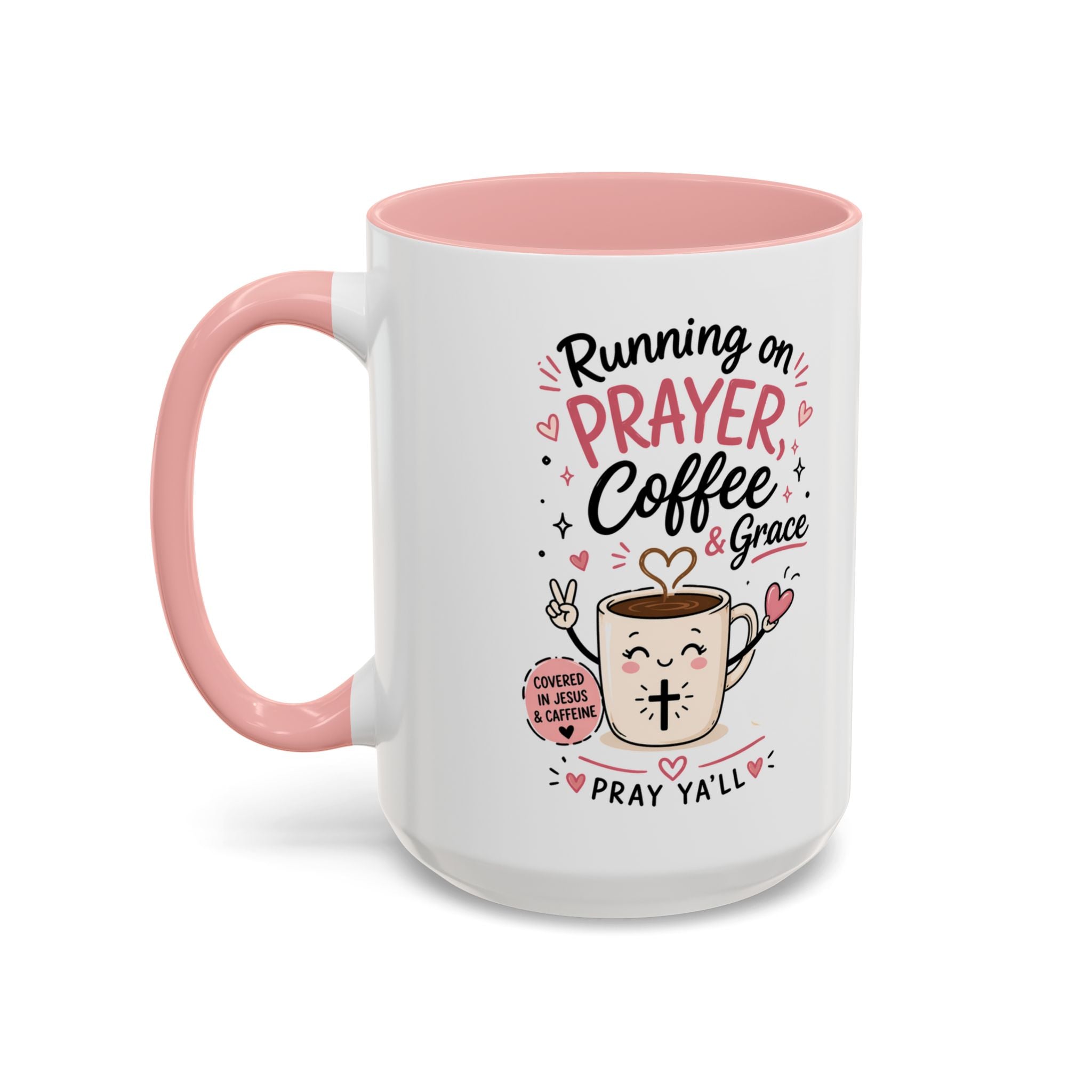 Running on Prayer, Coffee & Grace Mug — Christian Inspirational Coffee Cup (11/15oz)
