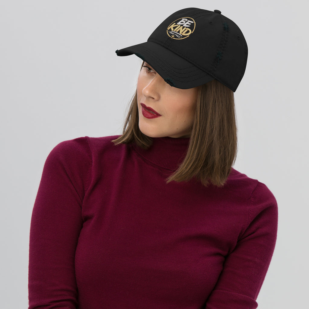 Be Kind Pray Well Distressed Dad Hat, Embroidered Christian Hat