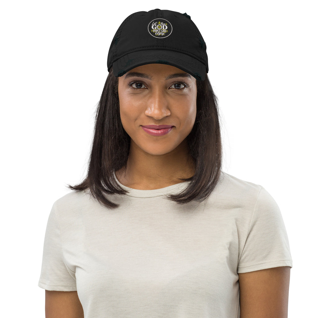 Let Them God Don’t Like Ugly Distressed Dad Hat, Embroidered Christian Hat
