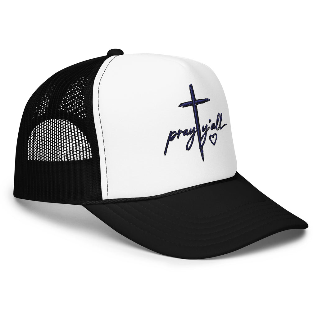 Pray Y’all Trucker Hat with Cross Embroidery, Christian Hat