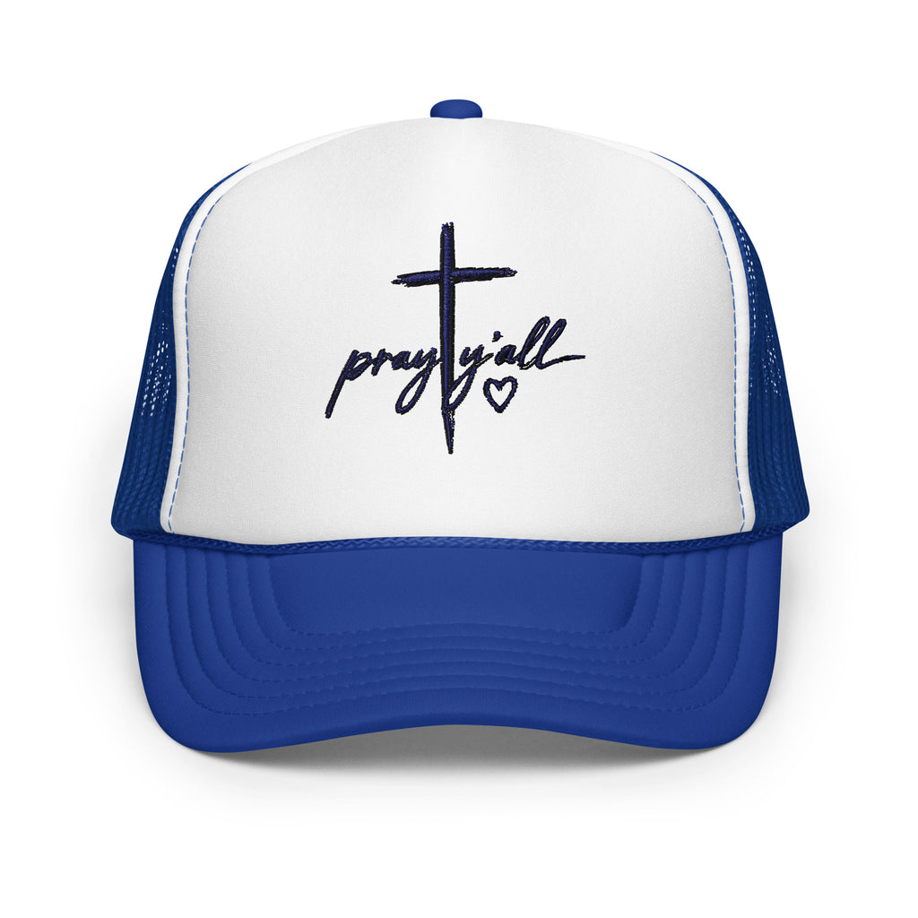 Pray Y’all Trucker Hat with Cross Embroidery, Christian Hat