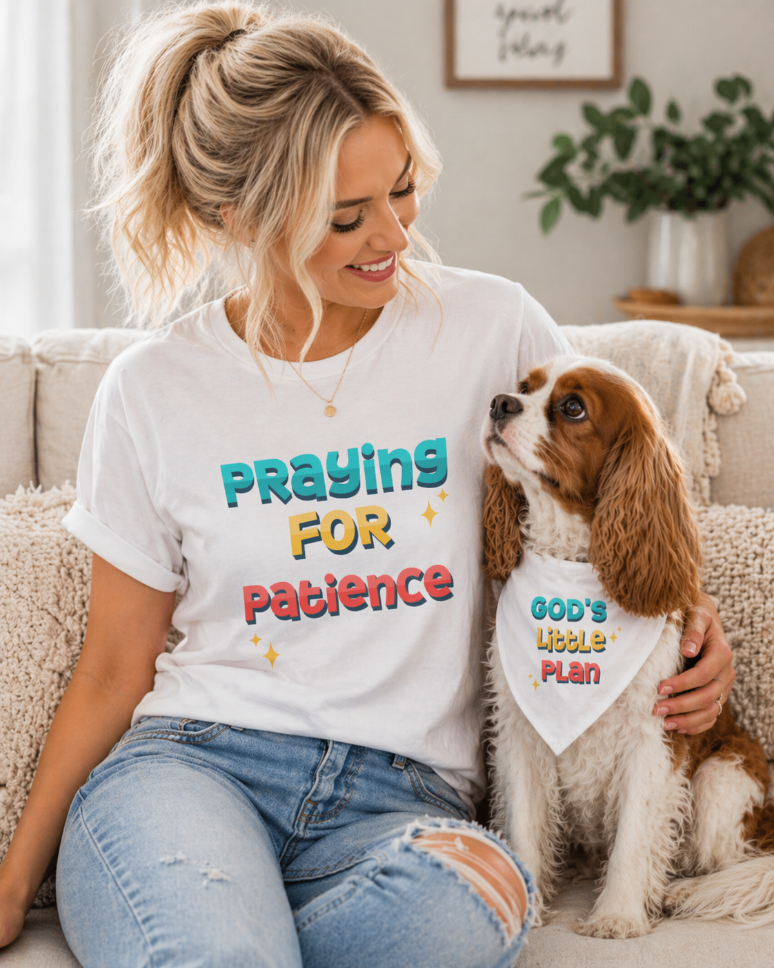Praying for Patience Shirt, Funny Christian Dog Owner Tee, Faith Based Pet Lover Shirt, Matching Dog Set, Dog Mom Gift