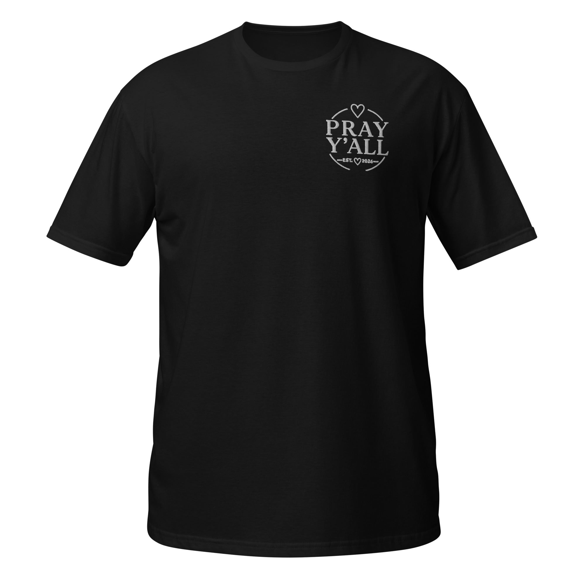 Pray Y’all Embroidered Shirt, Left Chest Logo Tee, Christian T-Shirt, Faith Apparel, Southern Style Tee, Matching Dog Bandana