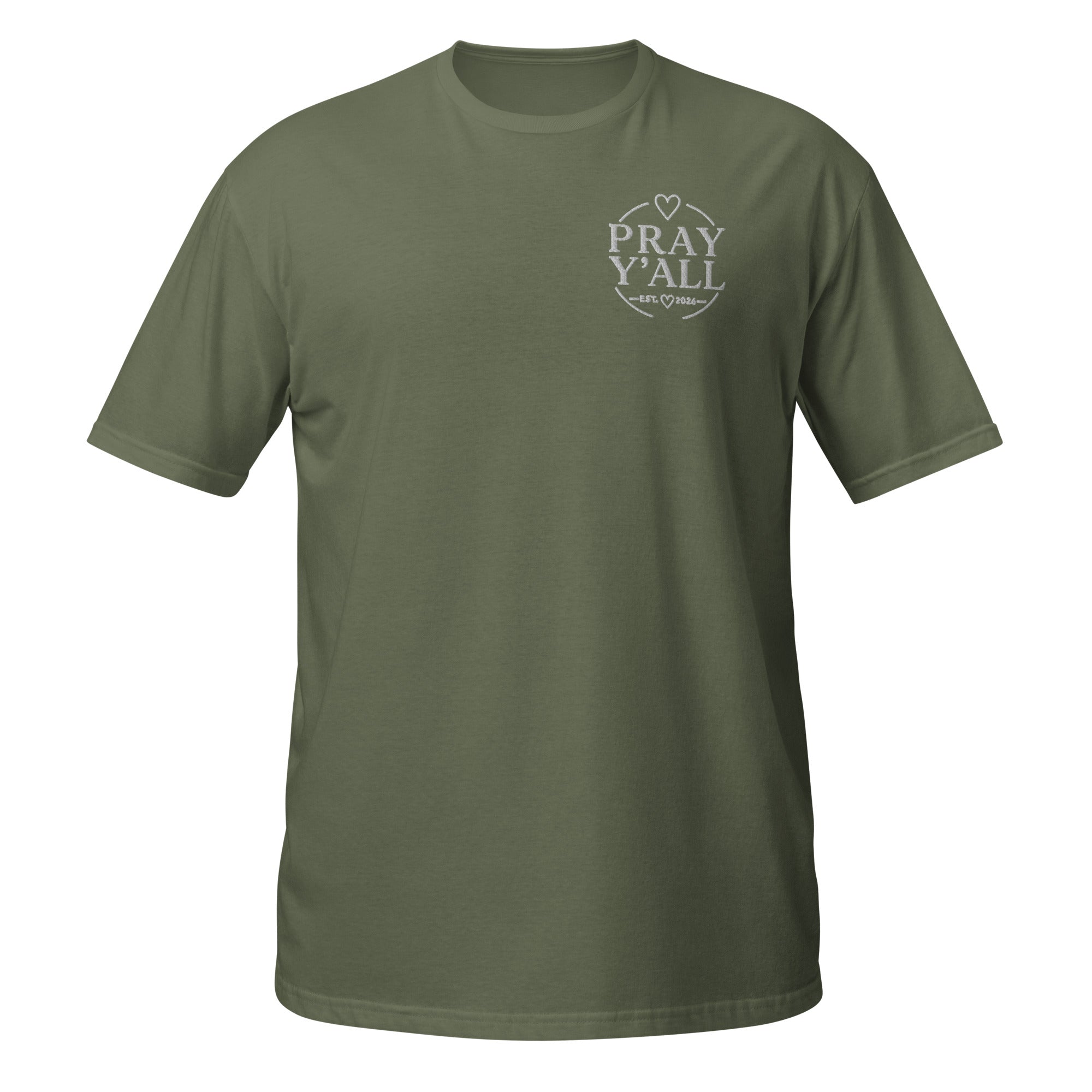 Pray Y’all Embroidered Shirt, Left Chest Logo Tee, Christian T-Shirt, Faith Apparel, Southern Style Tee, Matching Dog Bandana