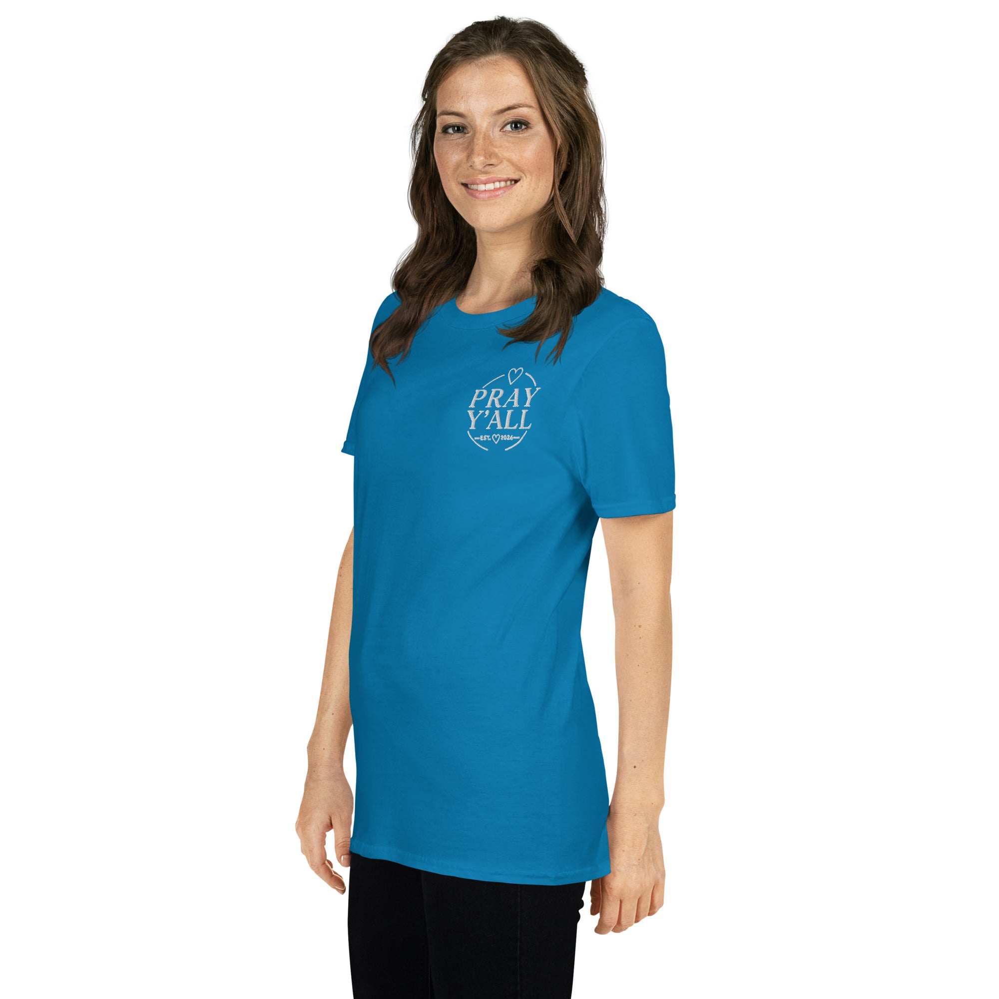 Pray Y’all Embroidered Shirt, Left Chest Logo Tee, Christian T-Shirt, Faith Apparel, Southern Style Tee, Matching Dog Bandana
